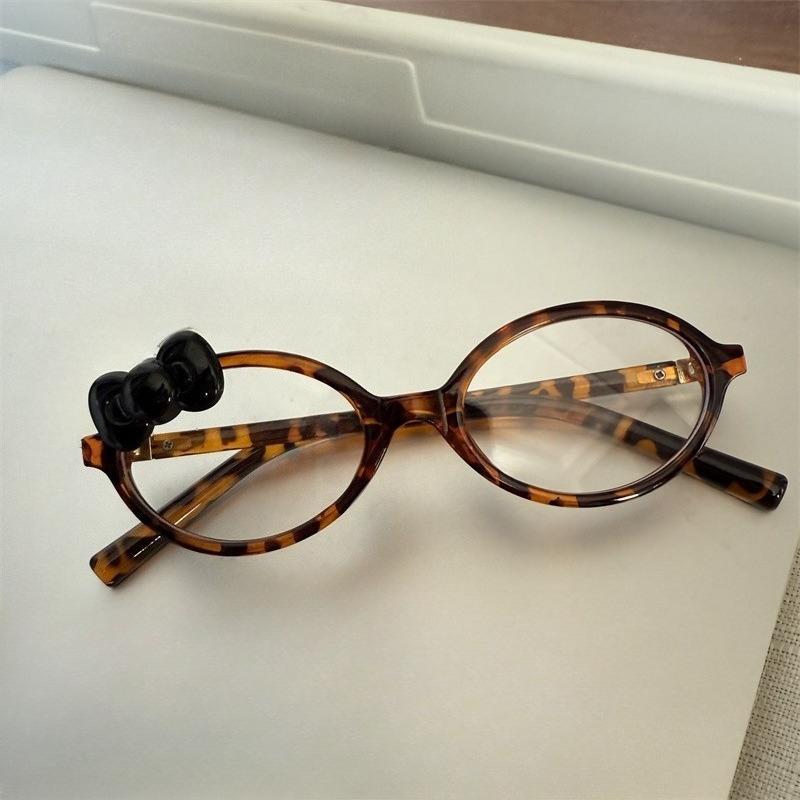 Y2k Leopard Print Bow Glasses Retro Korean Anti Blue Light Eyewear Eye Protection Girl Optical Frame