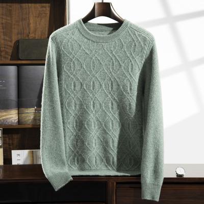 Crew Neck Cashmere Sweater Solid Color Jacquard Knitted Sweater New Loose Wool Long-sleeved Top