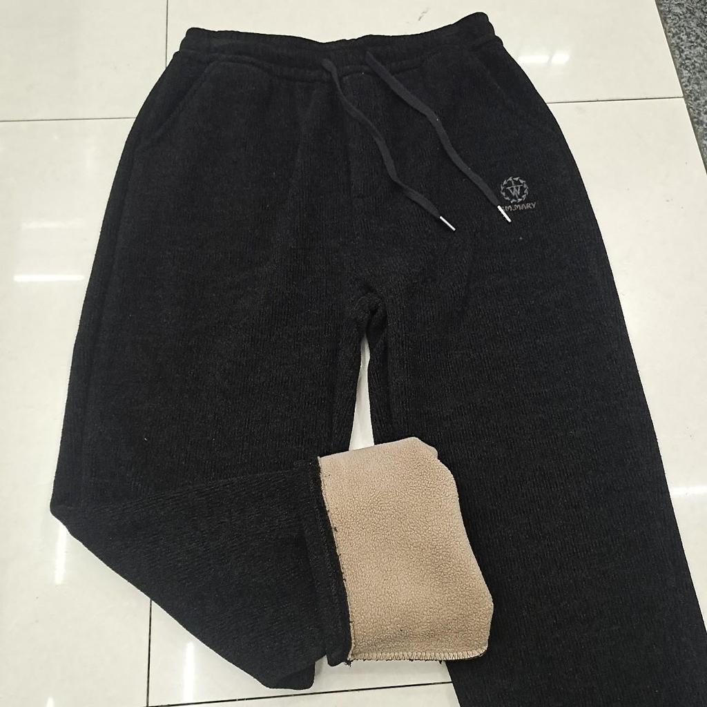 Men's Plush High Waist Velvet Casual Pants - Loose Fit, Straight Cut, Large Size