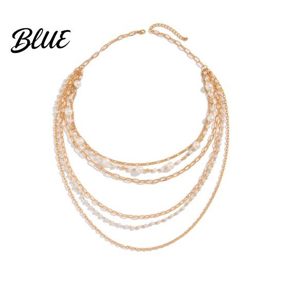 Hals Schmuck Damen Halskette Mehrschichtig Kunstperlen Dekoration Hohlkette