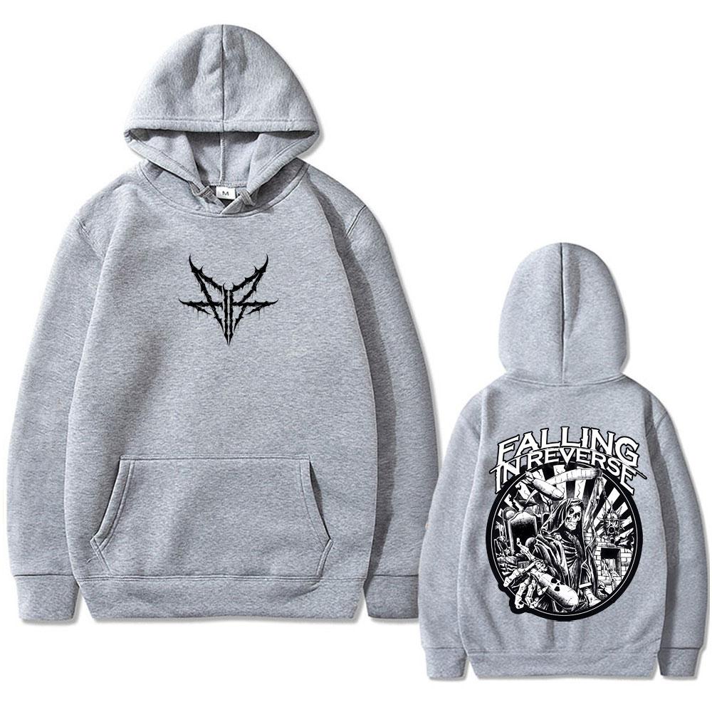Rockband Falling in Reverse Skelet Grafische Hoodie Heren Dames Retro Gothic Punk Sweatshirt Herenmode Oversized Streetwear