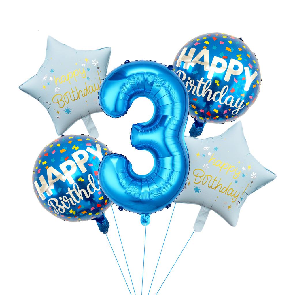 32 Inch Blue Digital Aluminum Film Balloon Set Birthday Party Decoration Atmosphere Balloon Scene Arrangement