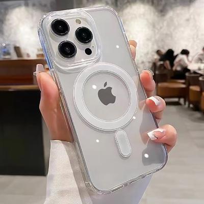 Husă transparentă cu încărcare fără fir magnetică originală pentru iPhone 15 14 13 12 11 Pro Max Plus pentru husă acrilică antișoc Magsafe