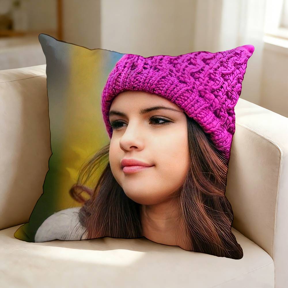 American pop Singer-Songwriter S-Selena G-Gomez Pillow Case Square Double-Sided Sofa Cushion Cover Bedroom Bedside Pillow
