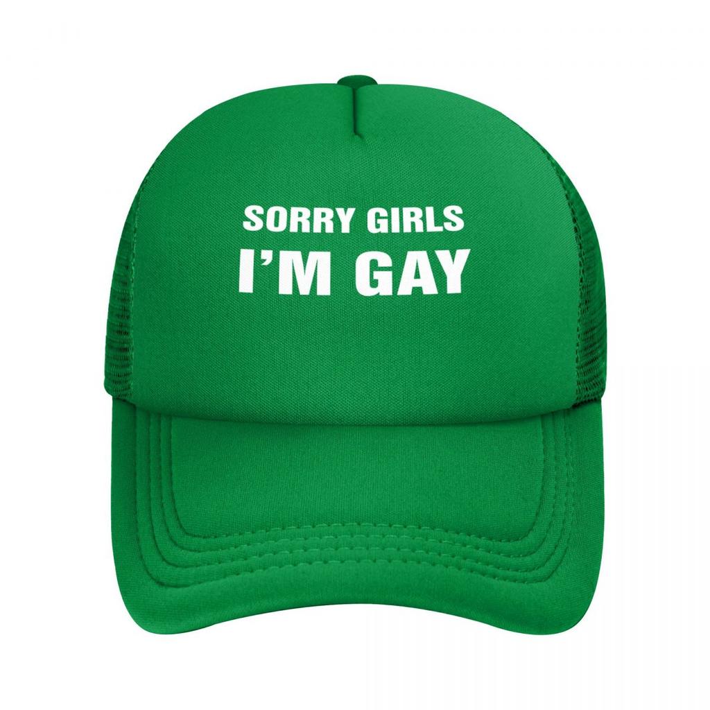 Sorry Girls IM Gay Stretchy Trucker Klobouk Síťovaná Baseballová čepice Nastavitelná čepice se zapínáním na zip pro Unisex ženy Pohodlné Prodyšné