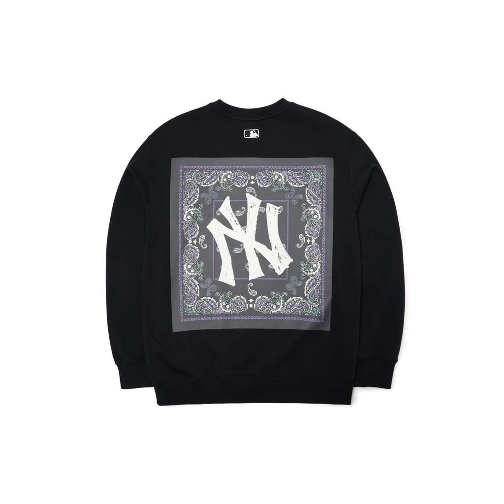 MLB Cashew Flower Logo Printed Pullover Crewneck Sweatshirt Unisex sweatshirt Black 3AMT53014-50BKS