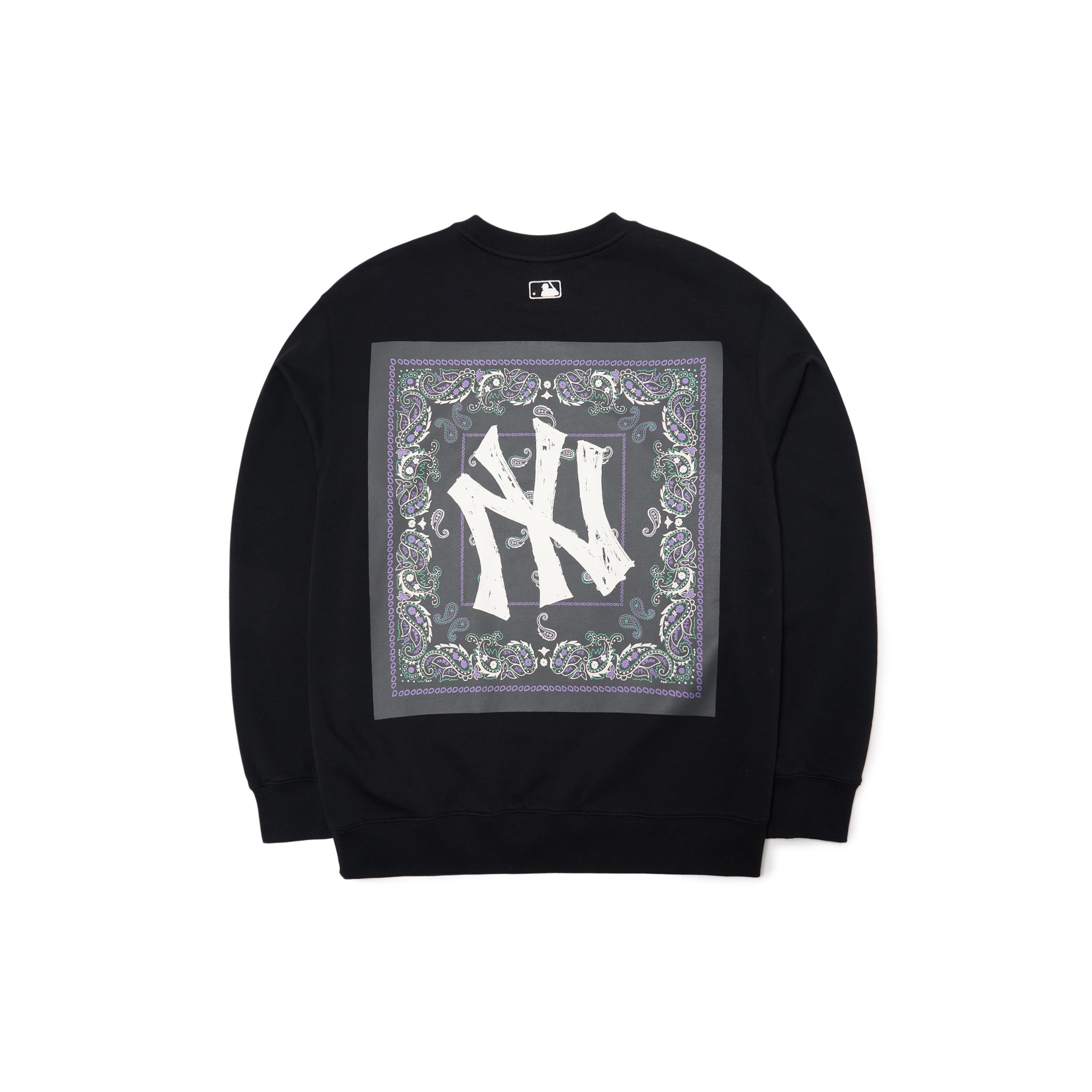 MLB Cashewblüten-Logo Aufdruck Pullover Rundhalsausschnitt Sweatshirt Unisex Sweatshirt Schwarz 3AMT53014-50BKS S
