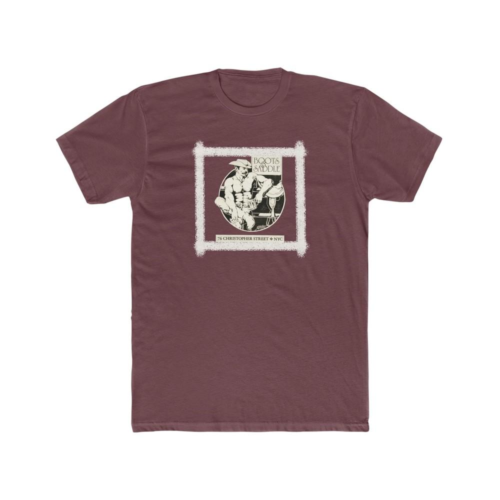 

BOOTS amp; SADDLES NYC Leather Uniform Gay Bar Men#039;s Cotton Crew Tee Unisex T-Shirt XXXL