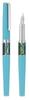 Xezo Speed Master Fountain Pen, Fine Nib. Matte Sky Blue, Paua Abalone Shell. Chrome-plated. Lightweight Brass Body.
