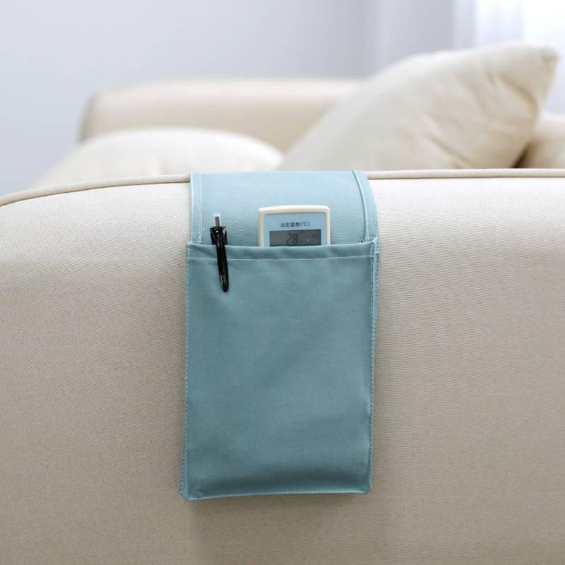 Japanese Fabric Sofa Armrest Storage Bag - Double-Sided Organizer for Bedside & Remote Control Small светло-синий