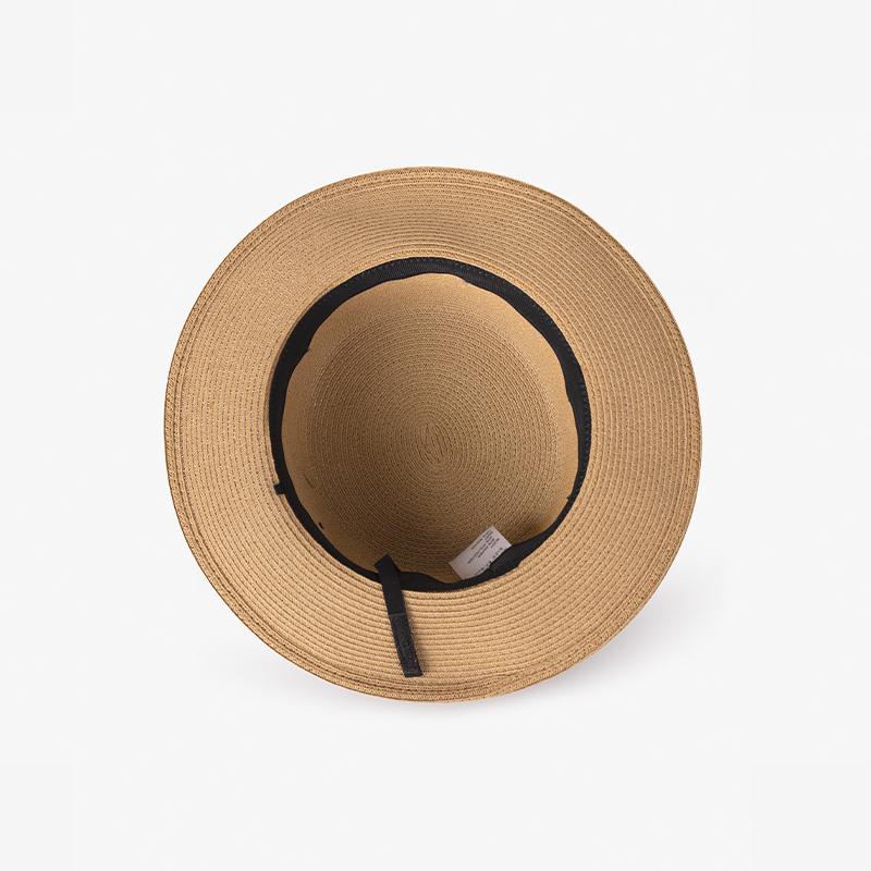 Temperament bow pearl chain flat top straw hat women's seaside beach vacation sun protection sun hat top hat cool hat