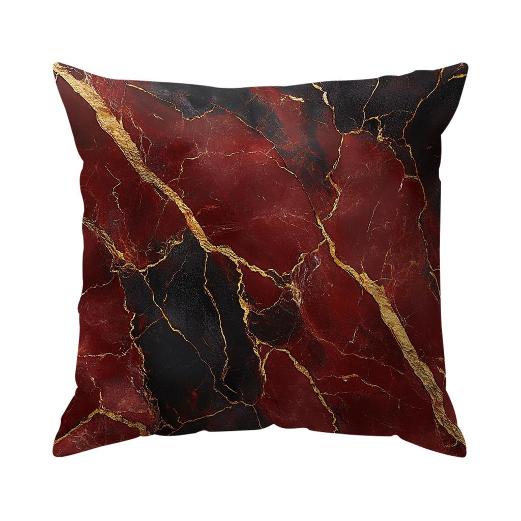 1pcs Wine Red Marble Pillowcase Square Bedroom Cushion Covers Zipper Living Soft Home Comfortable Decor 45x45cm