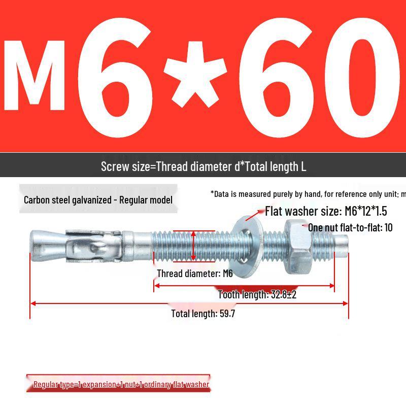Vysoce pevný nástěnný hmoždinkový šroub pro opravy automobilů (M6/M8/M10/M12)