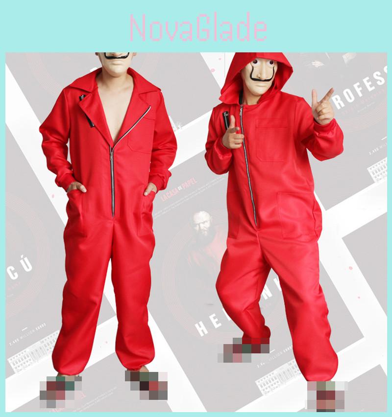 Salvador Dali Money Heist Cosplay Costume For Adults In Stylish Red Jumpsuit Design