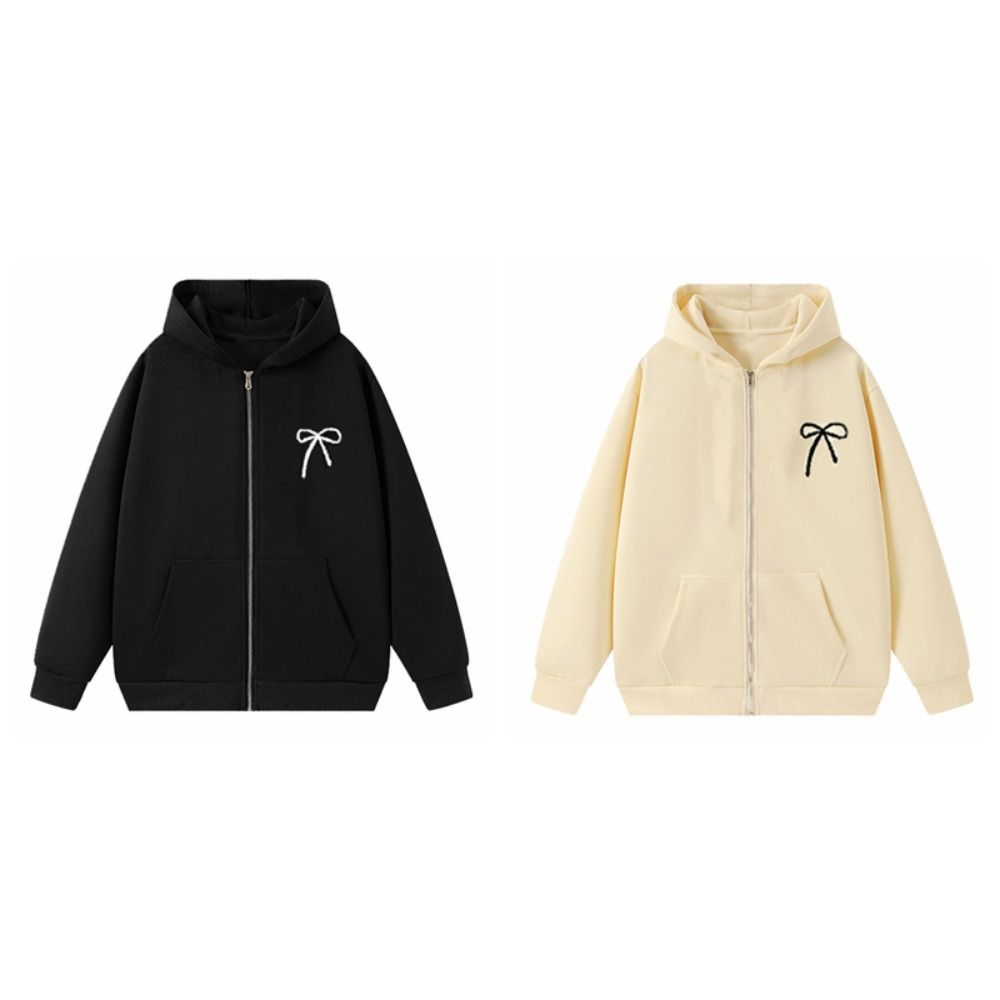 Sweet Bow Teens Autumn Hoodie Loose Y2k Coat Girls Fashion Girl Bowknot Hoodie  Autumn Winter