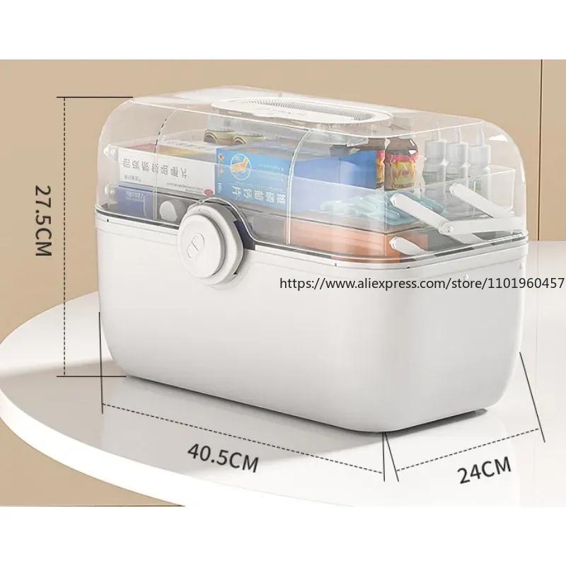 Family Size Portable Medicine Storage Box with Large Capacity and Multi-layer Compartment Adjustable Compartment and Secure Lock