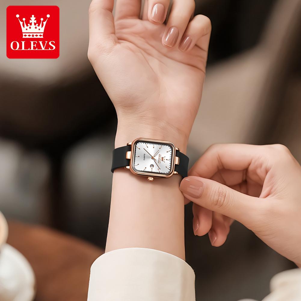 OLEVS Women Watch Fashion Simple Square Quartz Watch Classic Automatic Date Women's Elegant Bracelet Dress Luxury Watch
