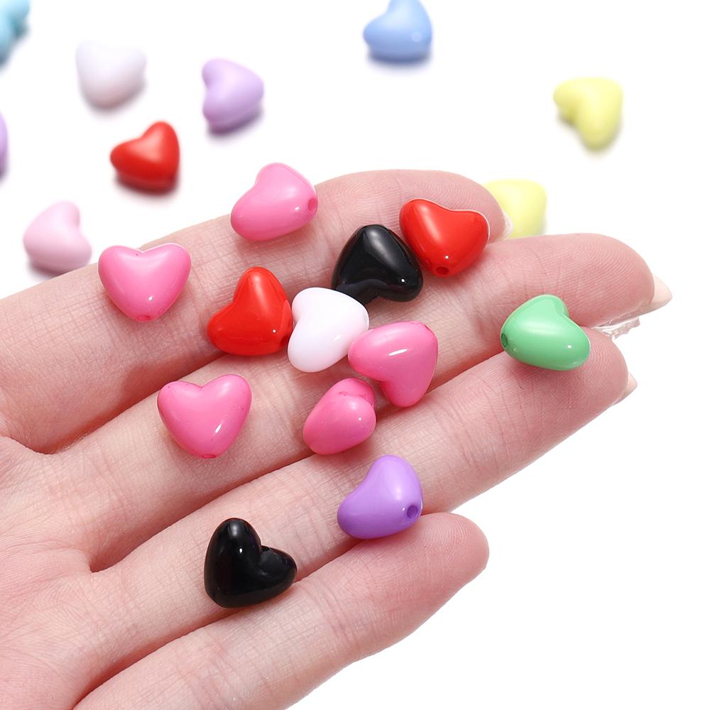 50pcs/Lot Heart Shape Acrylic Loose Spacer Beads for DIY Bracelet Necklace Jewelry Making Accessories Supplies Wholesale