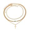 Salircon 3Pcs/Set Punk HipHop Metal Cross Pendant Necklace Men Trendy Gold Color Thin Snake Cuban Link Chain Necklace Jewelry