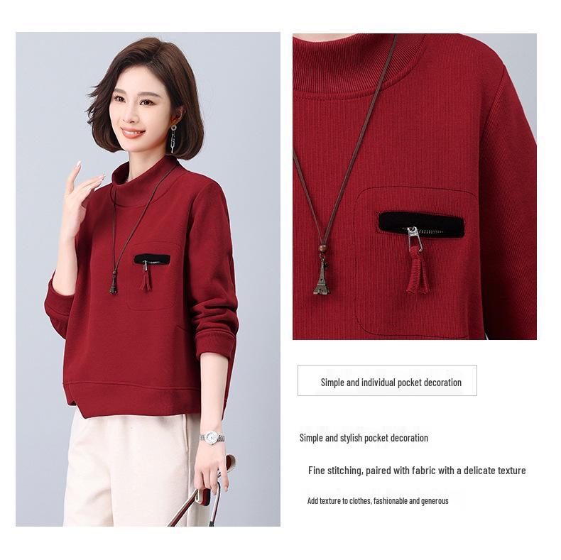 2024 Korean Style Petite Mom Casual Fashion Sweatshirt Two-Piece Set
