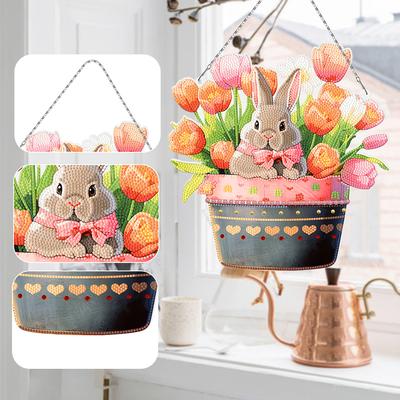 Easter Theme 2D Flat DIY Diamond Art Pendant Special Shape Diamond Painting Set Single-Sided Drill DIY Home Decor Hanging Charm