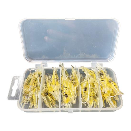 30Pcs Fishing Baits Artificial Soft Shrimp Lures Realistic Looking Vibrant Color Mini Size Soft Baits Fake Lures with Sharp Hooks