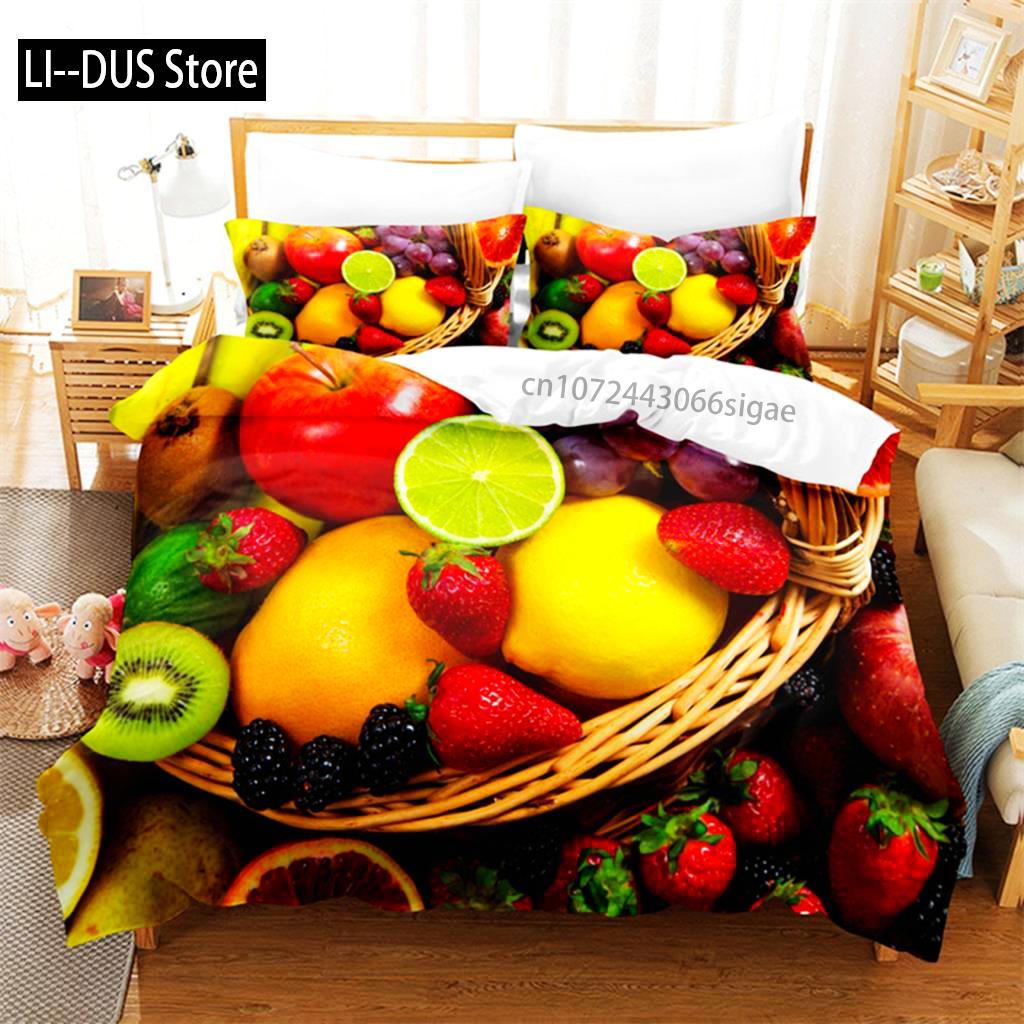 Summer Fruit Queen Bedding Set Duvet Cover Set Bedding Digital Printing King Size Duvet Cover Set Bedding Sets
