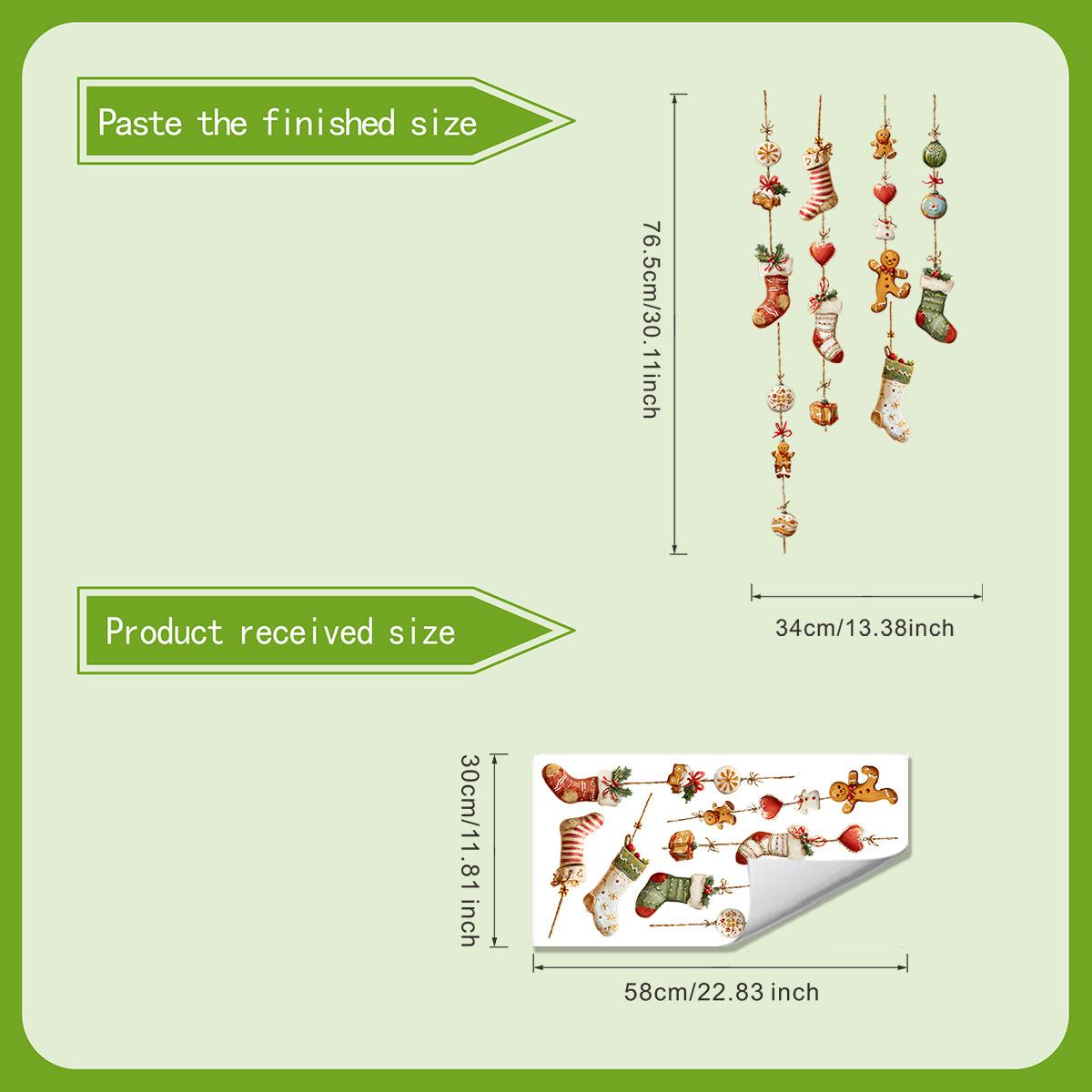 

Рождественский мультфильм Рождественские носки с полностью прозрачными двухсторонними видимыми стеклянными наклейками 30*60cm