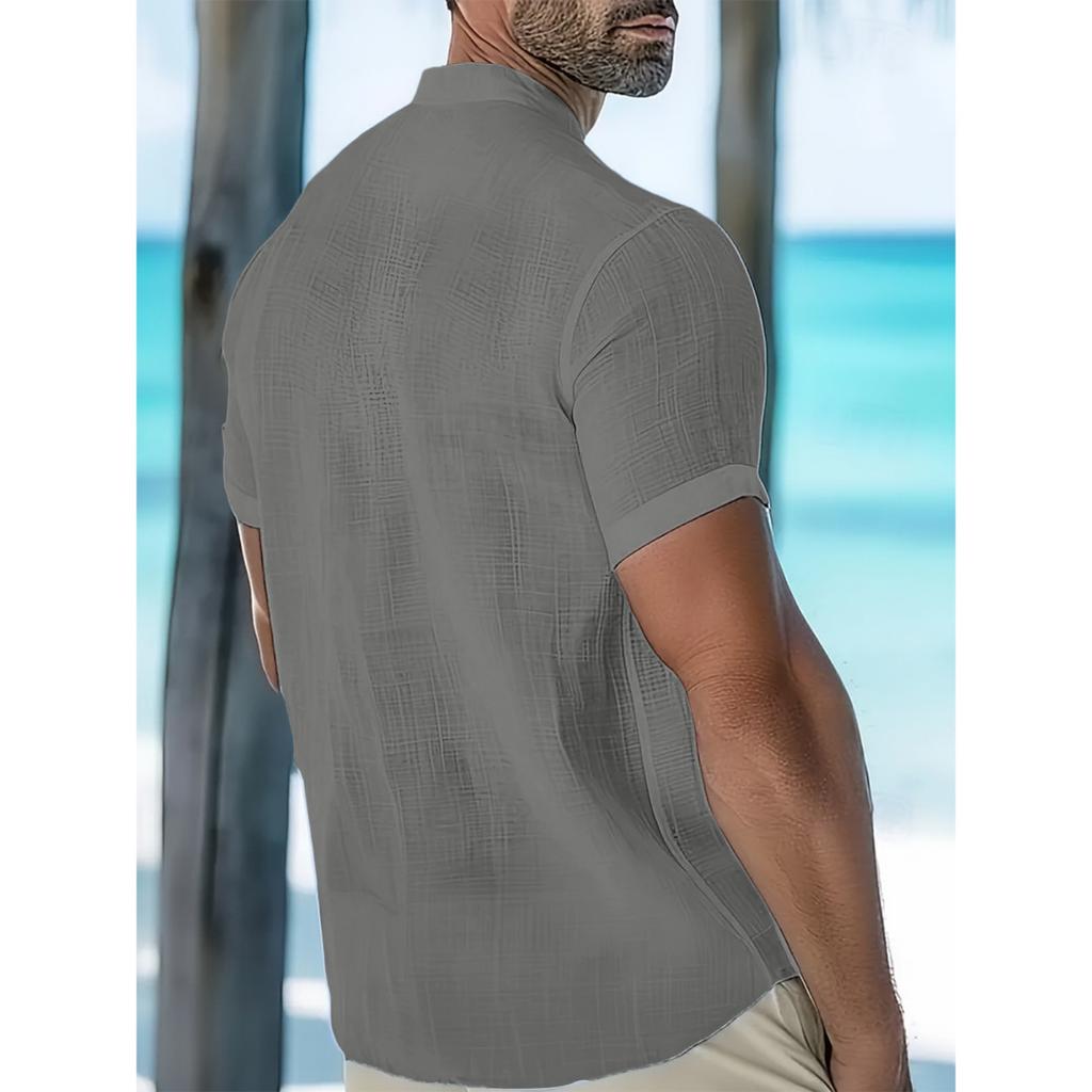 Men's Casual -color Lightweight Sports T-shirt - Men's Linen Short-sleeved Shirt
