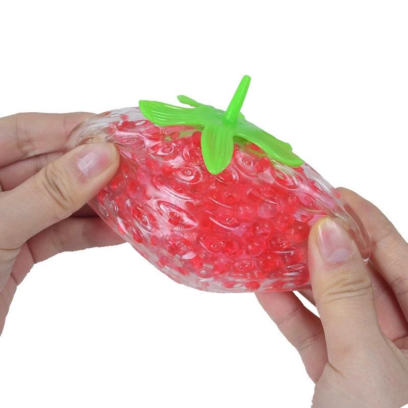 Toys Kids Childrens Strawberry Squishy Stress Ball Fidget Toy, Cute Fruit Squeeze Toy with Water Beads, Sensory Fidget for Adults