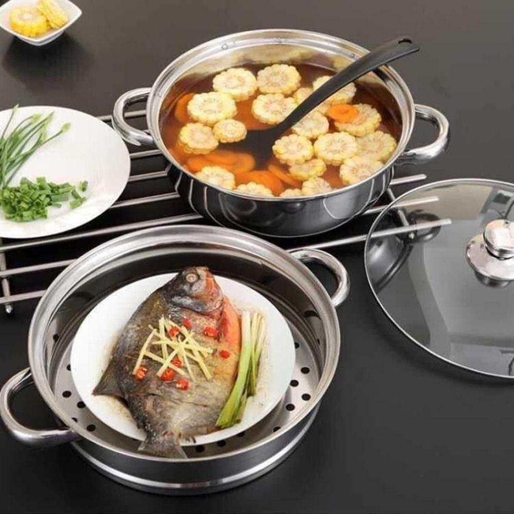 Tempered Glass Lid Steaming Cookware Fish/Soup/Hot Pot Double Boilers  Household