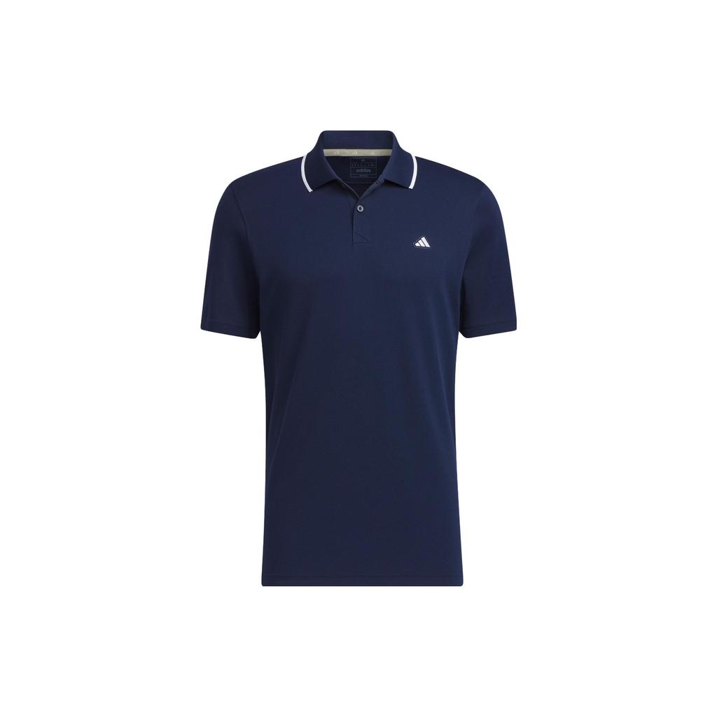 Adidas Go-To Piqué Golf Polo Shirt With Contrast Trim Logo Men Polo Shirts Navy-Blue HR7975