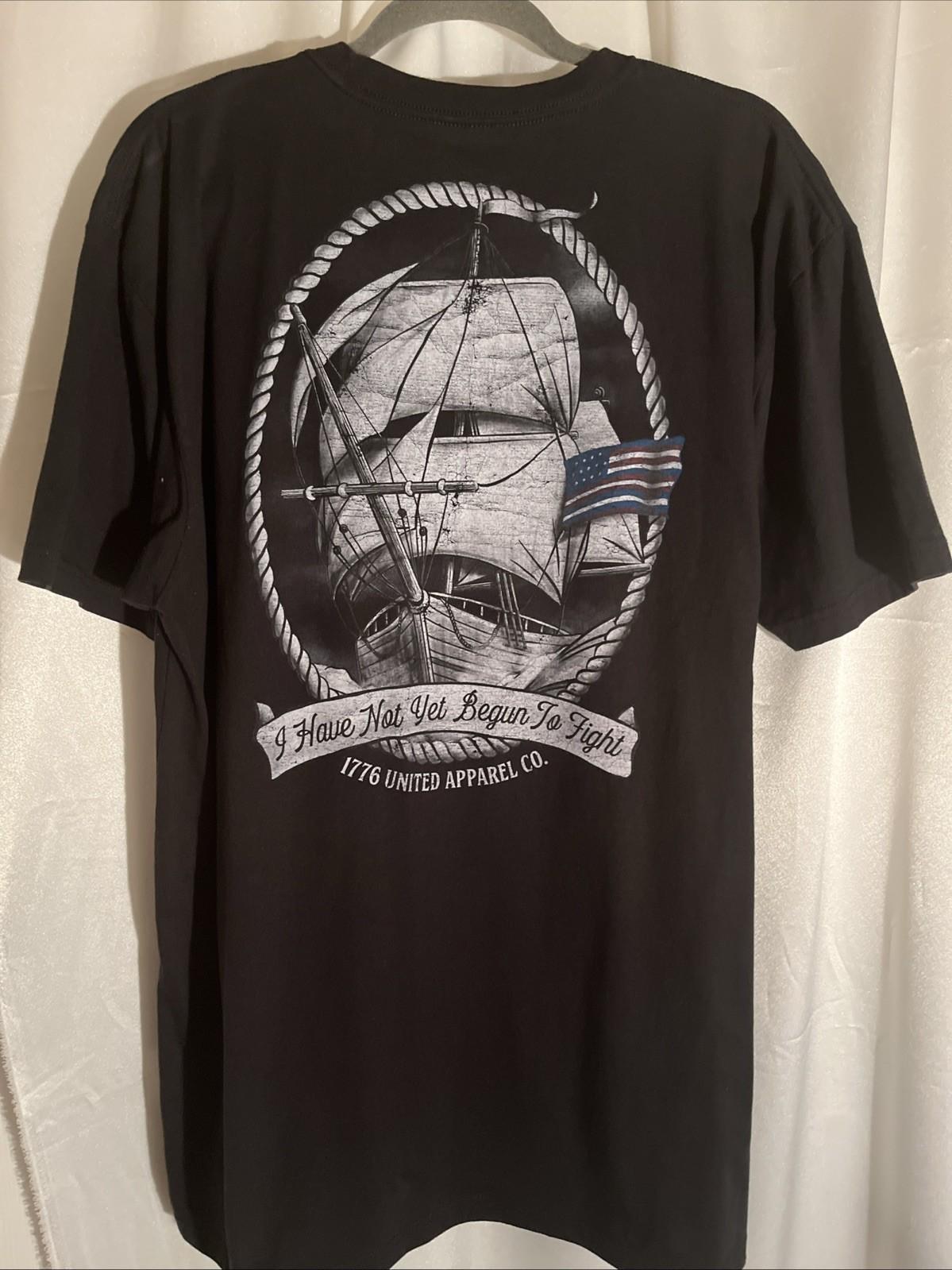 Patriotic Distressed 1776 United t-Shirt Mens 2XL Black Graphic tee XXL
