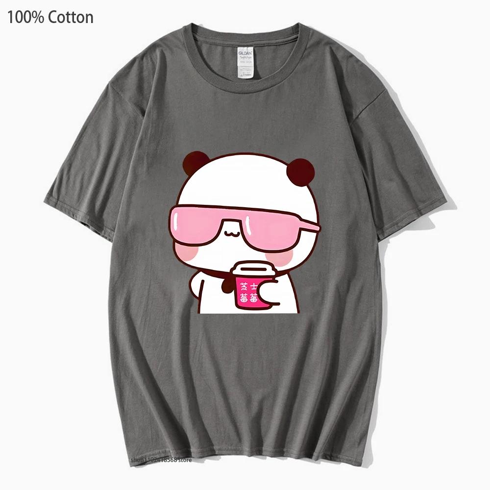 Couple Shirt Bubu Is Watching Movie With Dudu Tshirts Cartoon Cute Graphic Tshirt Unisex Kawaii Y2k Top 100 Cotton Unisex Clothes