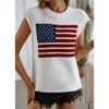 Women's Spring Summer Independence Day Tops Casual Versatile Clashing Colours Sweater Vests
