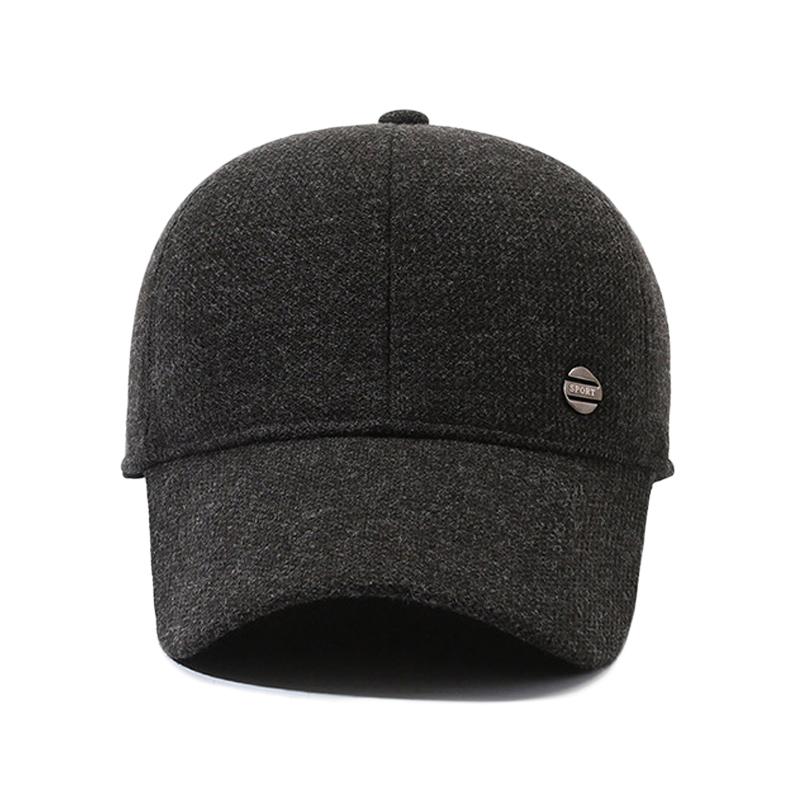 Middle-Aged Cap Men's Baseball Cap Outdoor Ear Protection for Elderly Thick Warm Autumn Winter Woolen Peak Cap