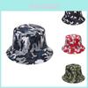 Red Camo Bucket Hat Sun Protection Polyester Outdoor Fisherman Cap For Men