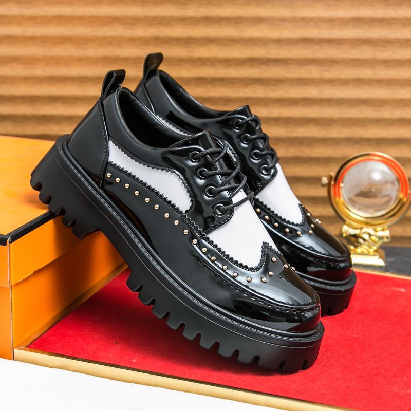 Fashion Fashion Men Dress Shoes Men Platform Light Comfortable Fashion Big Head Shoes Lace-up Business Office Brand Shoes Size 38-46