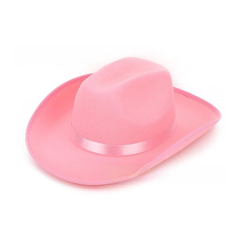 Rosa Stoff-Cowboyhut mit Sternverzierungen und leuchtender Krone für Partykleidung und Geschenke