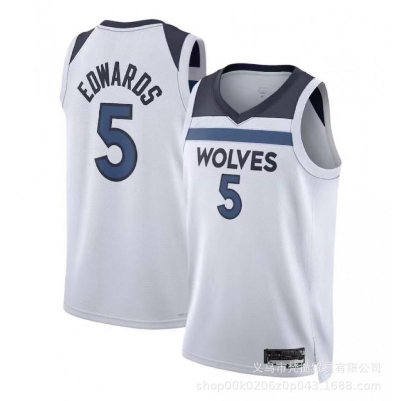 Męska Koszulka do Koszykówki Minnesota Timberwolves Edwards 5 Towns 32 Wiggins 1 Dekolt V Bez Rękawów Bawełniana Koszulka Sportowa
