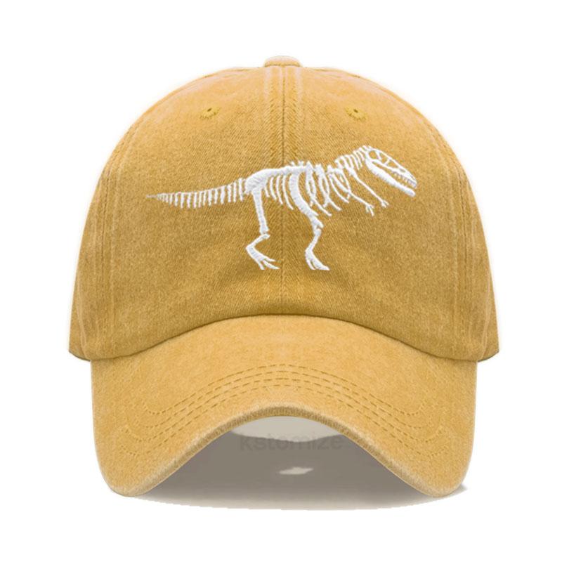 Dinosaur Skeleton Embroidered Baseball Cap for Women Men Fashion Adjustable Soft Cotton Dad Hat Unisex Classic Golf Caps