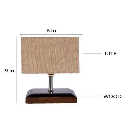 22.86 Cm Square Wood Table Lamp with Beige Jute Shade Bedroom, Dining Room, Hotel Room, Living Room, Office Decor Bulb Not Included
