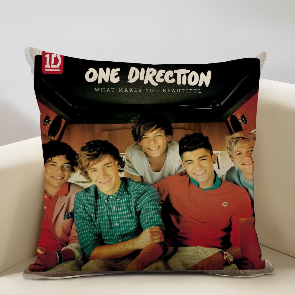 One D-D-Direction Album Cushion  Household Decoration Linen Sofa Cushion Cover: Skin-Friendly & Breathable with Invisible Zipper