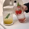 250ml/360ml Korean Style Cocktail Glass Art Design Juice Tea Cold Drink Cups Restaurant Iced Latte Coffee Cup Striped Glass Cup