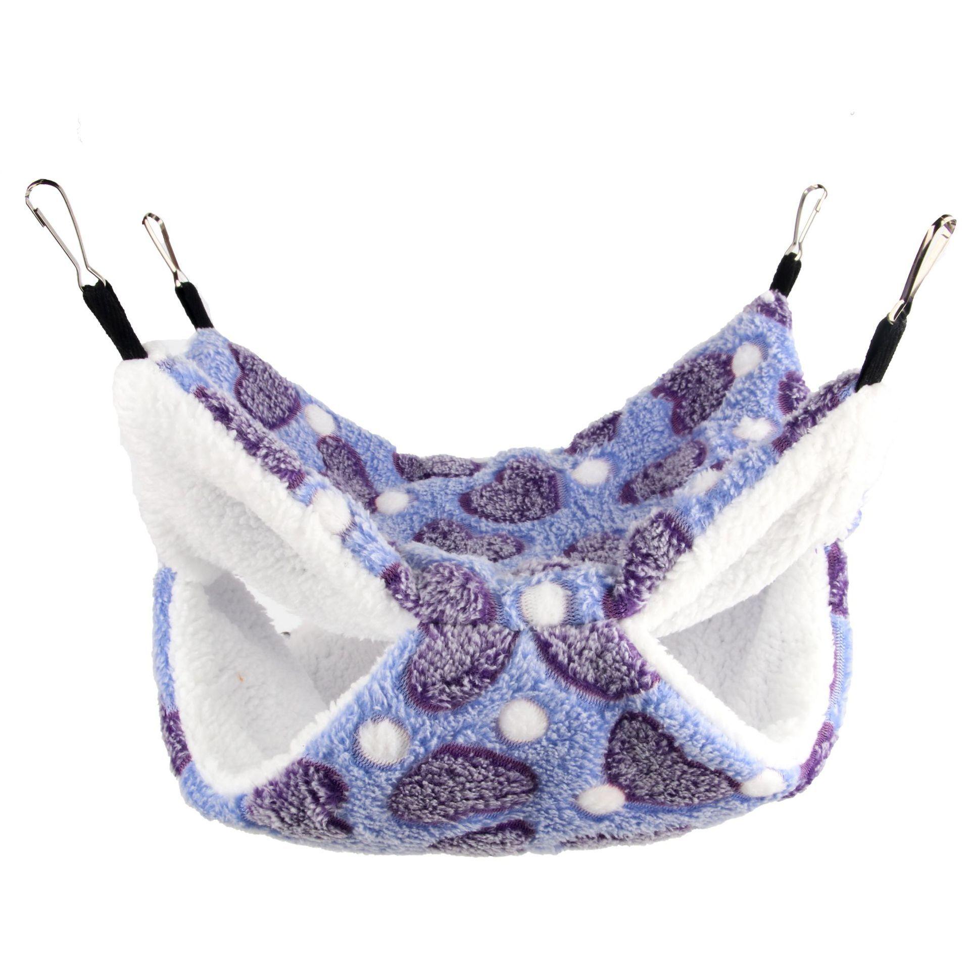 

Hamster Hammock Small Pet Hanging Bed Double Warm Thickened Honeybug Flying Squirrel Guinea Pig Hammock Pet Cage Accessories S-20x20cm фіолетовий