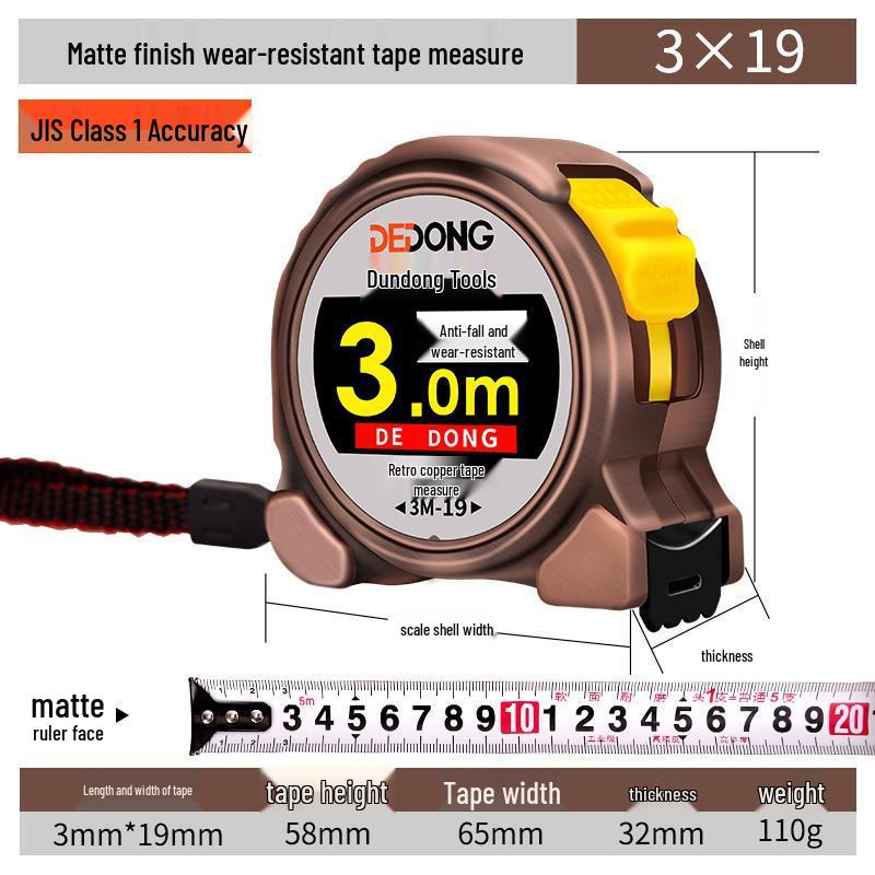 Durable Auto-Locking Steel Tape Measure, 5m/3ft, Waterproof & Wear-Resistant, Cut-Resistant Ruler with Thickened Casing.