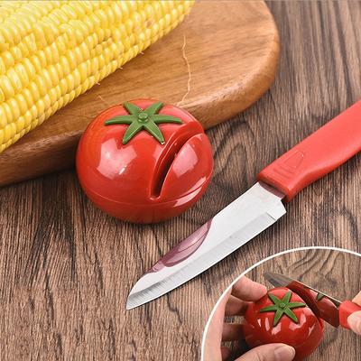 Cartoon Tomato Shape Mini Knife Sharpener Portable Knife Sharpener Grindstone Scissors Kitchen Gadgets Kitchen Tools