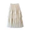 French lace splicing skirt fairy gauze skirt summer new umbrella skirt medium and long embroidered cake skirt