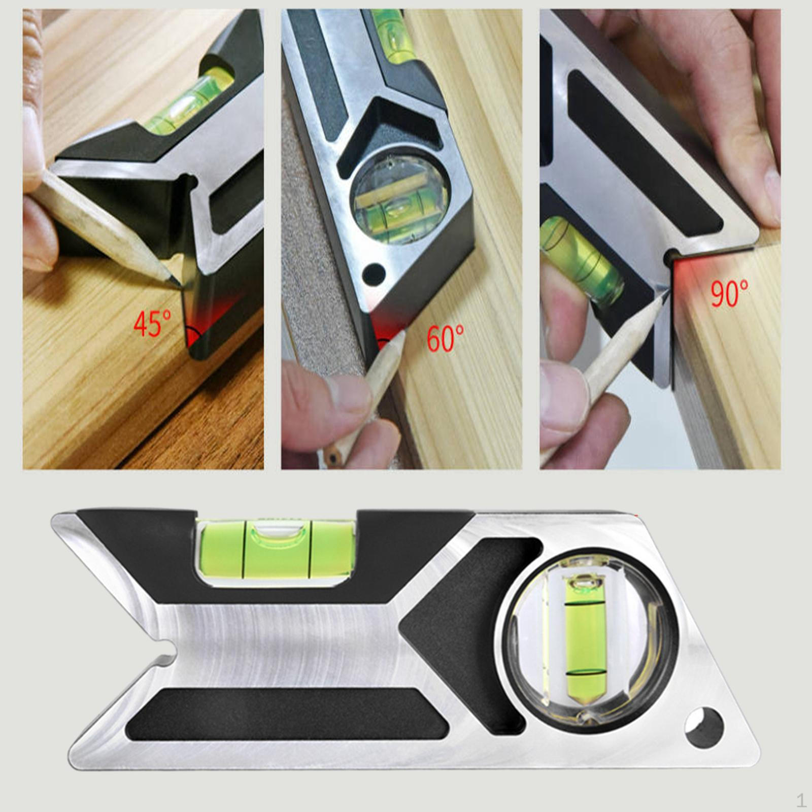 

Пузырьковый уровень 45°, 60°, 90°, измерительный инструмент для разметки, пузырьки 180/90 градусов, профессиональный портативный чёрный