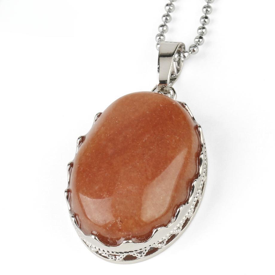 

Ожерелье с подвеской из полудрагоценного аметиста, простой дизайн, эллиптический натуральный кристалл